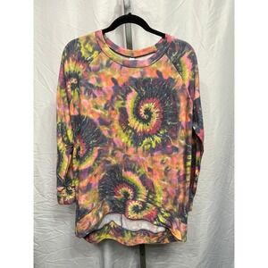 honeyme Tie Dye Swirl Long Sleeve Crewneck Sweatshirt Women's Size L